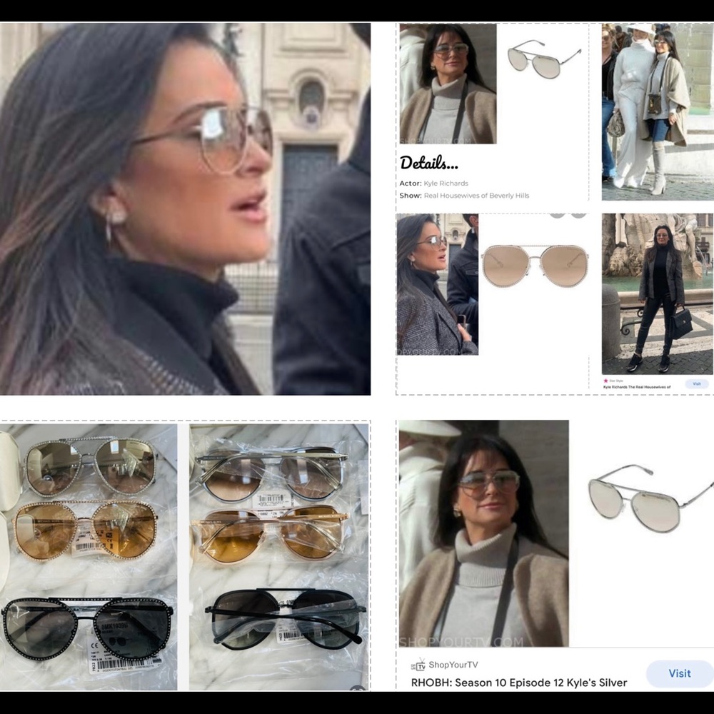 MICHAEL KORS POPULAR RHINESTONE AVIATORS IN SILVER, GOLD, BLACK, WORN ON KYLE R - Picture 3 of 16
